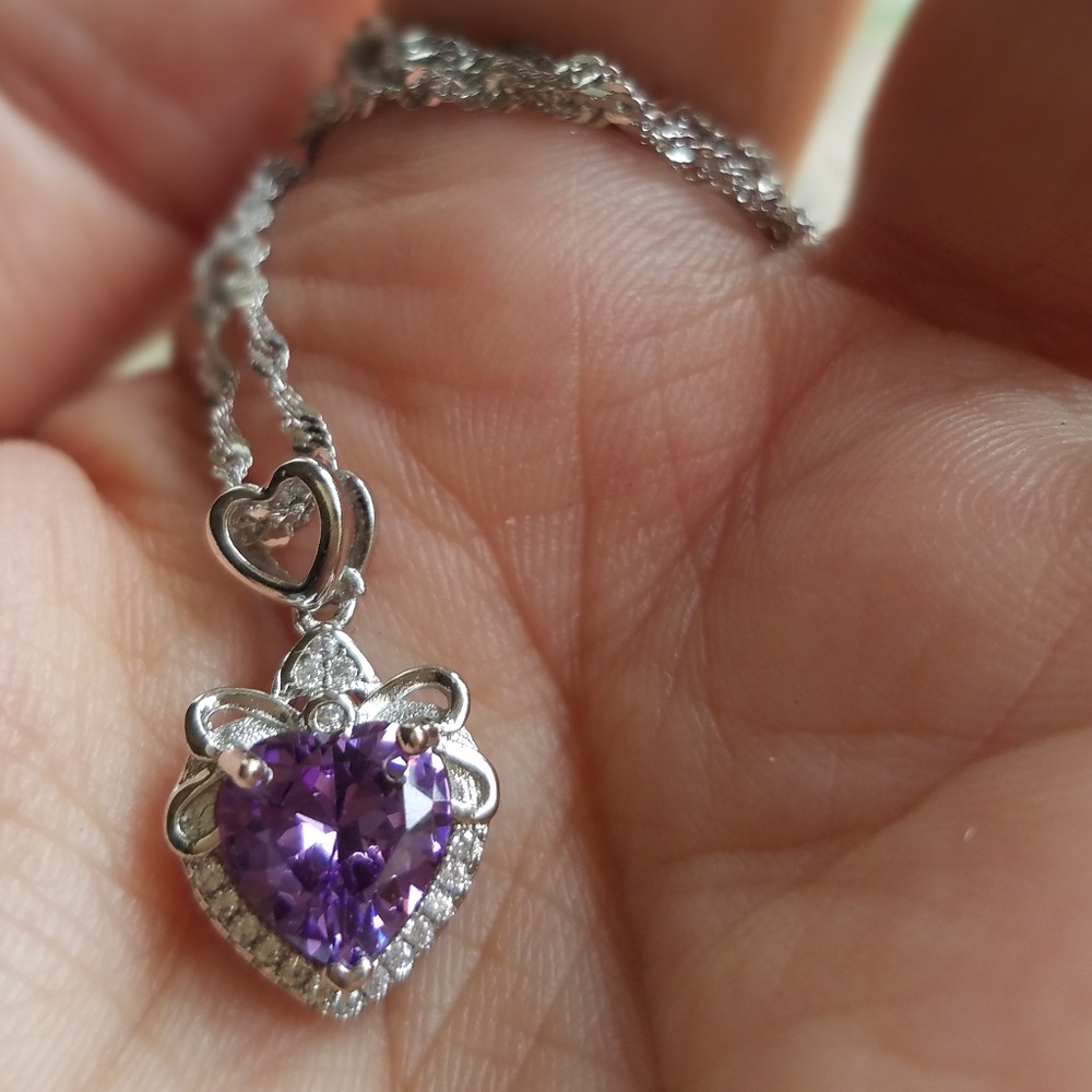Swarovski Amethyst Heart White Gold plated NWT - Picture 3 of 8